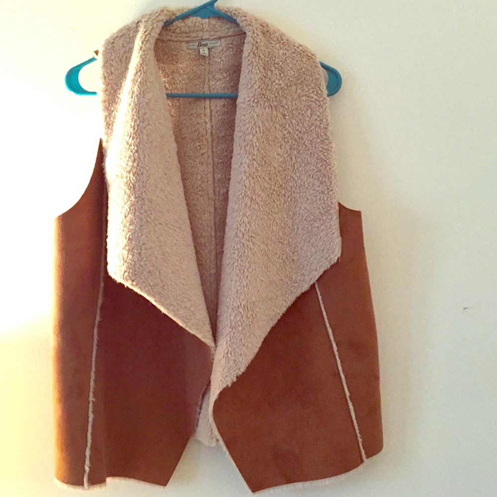 Fur and faux leather vest